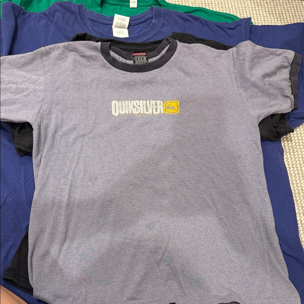 Quiksilver Blue and Gray Men's T-Shirt